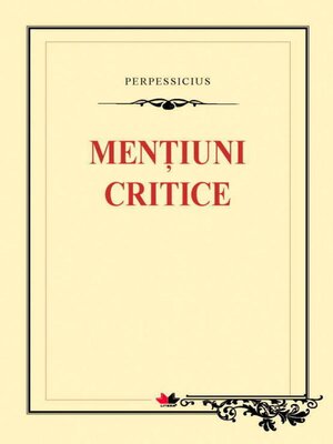 cover image of Mențiuni critice